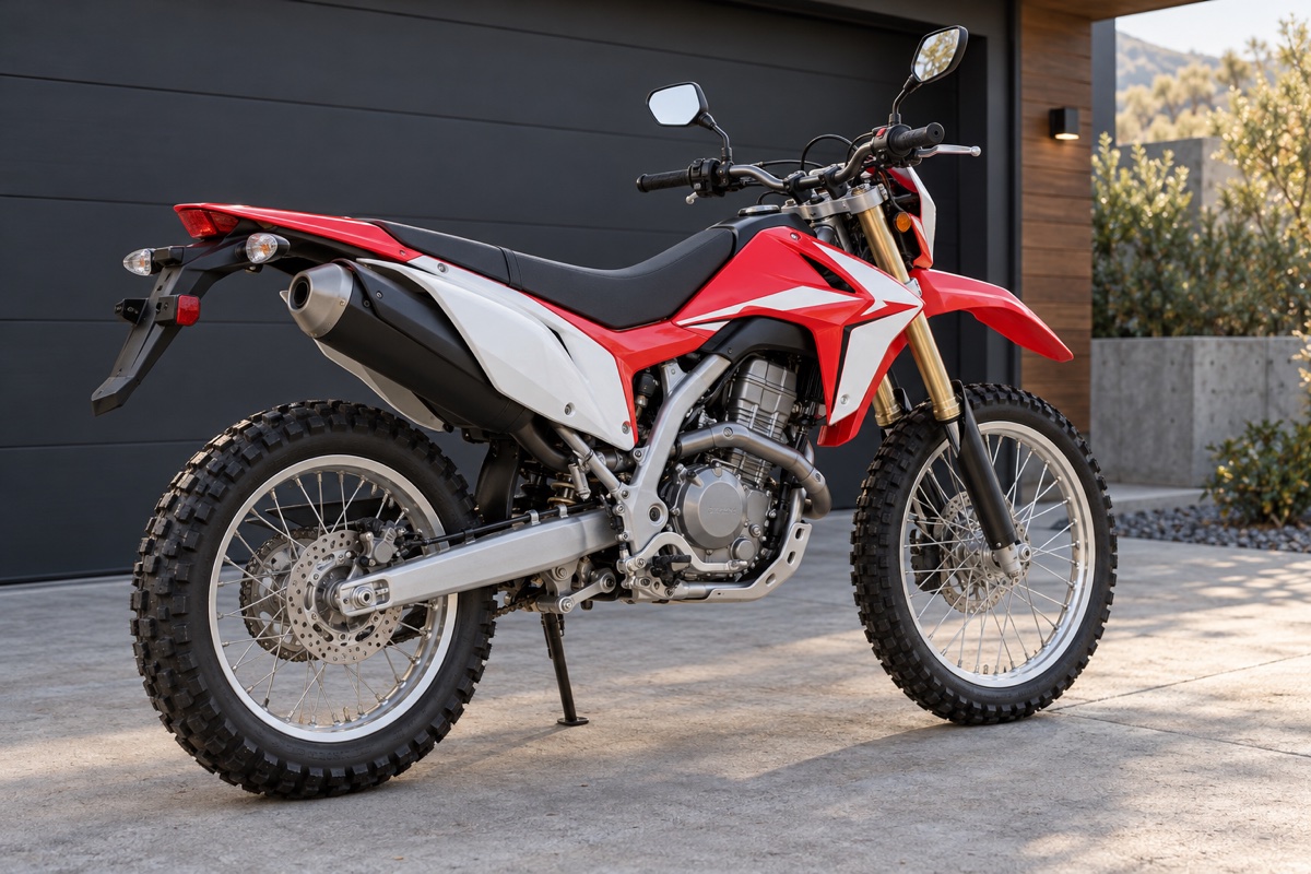 Moto enduro roja y blanca, imagen generada para este premio ficticio